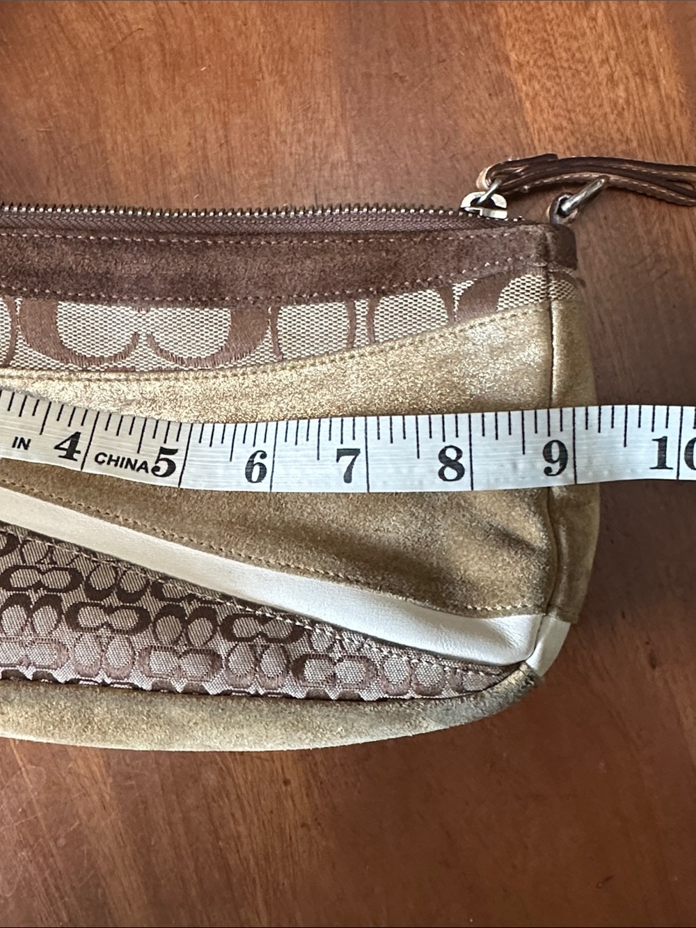 Vintage Coach Signature leather, suede and canvas clutch - Picture 7 of 9